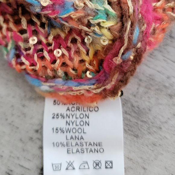 Miss Sasa Rainbow Sequin and Yarn Sweater with Cinched Sleeves - Picture 15 of 16